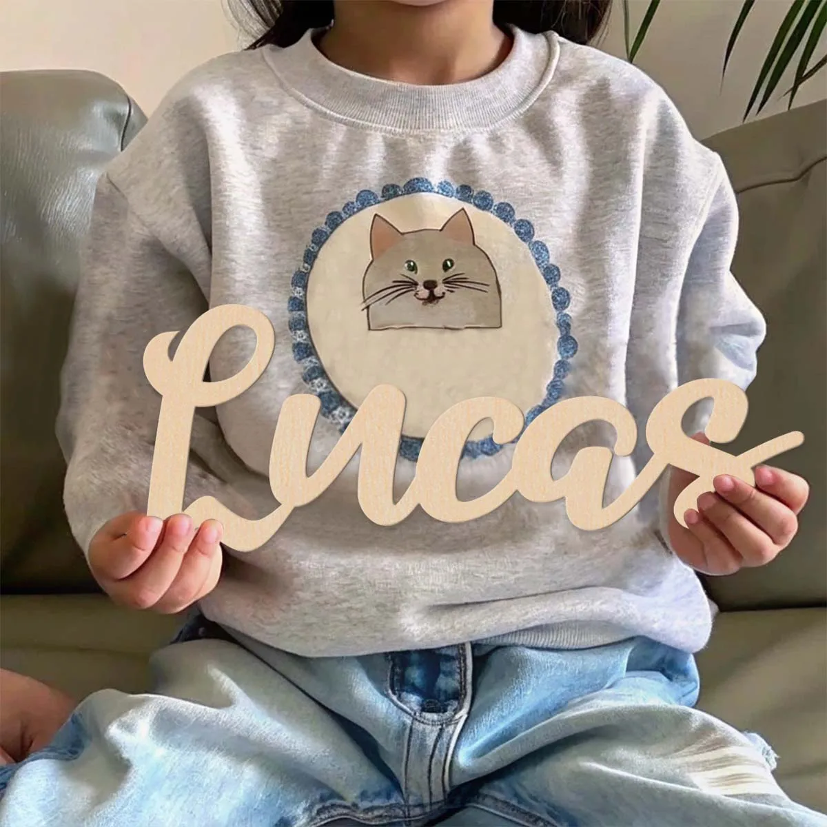 1pc Cartoon lucas example Customizable Name Wooden Sign Laser-Cut Sign Wooden Decor Unfinished Wood for Painting or Glittering