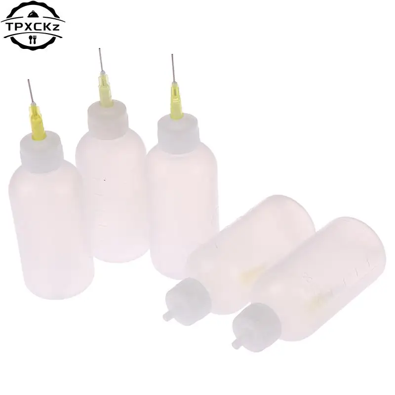 1 Pcs/Set 50ml Transparent Plastic Needle Bottles Glue Dispenser Clear Liquid Dropper Bottle for Rosin Solder Flux Paste Bottle