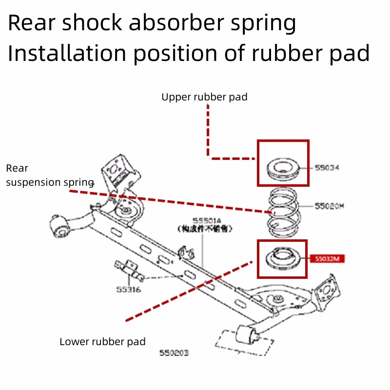 For NISSAN  TIIDA LIVINA GENISS SYLPHY  Rear Shock Absorber Spring  Upper And Lower Rubber Pads  Rubber Pad