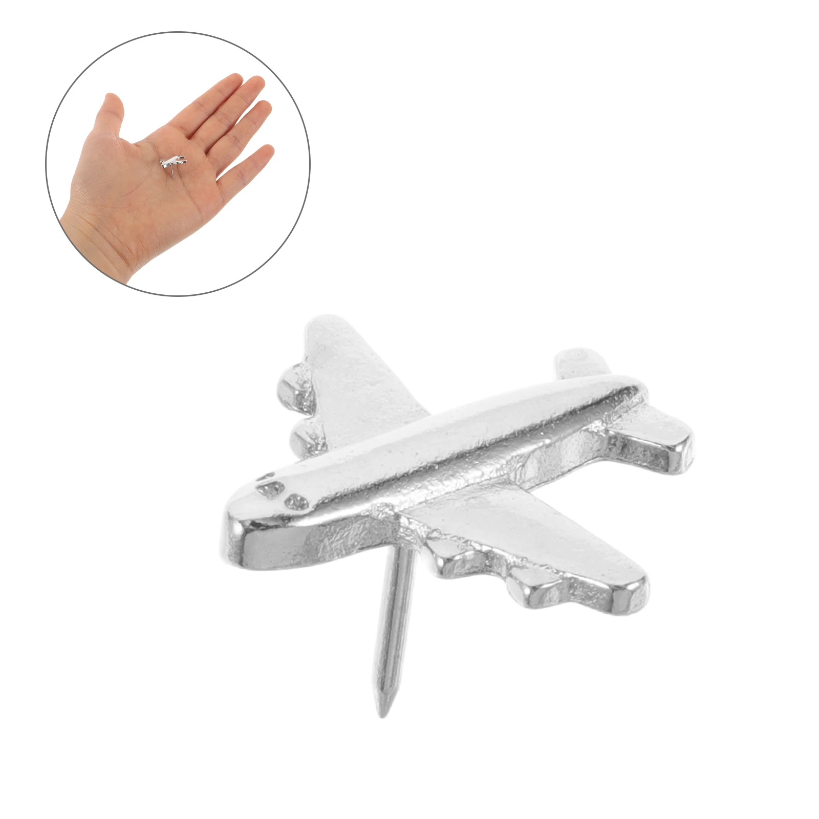 

24pcs Silver Airplane Thumbtack Pins Metal Pushpins for Map Travel Craft Bulletin Board Wall Decor Sturdy Shape Small Heavy Duty