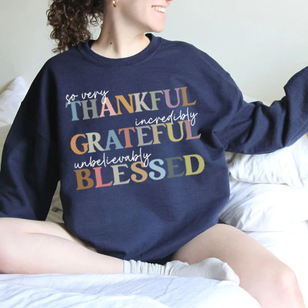 Thankful Grateful Blessed Hoodie Thanksgiving Women's Clothing Fall Womens Clothing Thankful Womens Clothes Cute Fall Sweatshirt