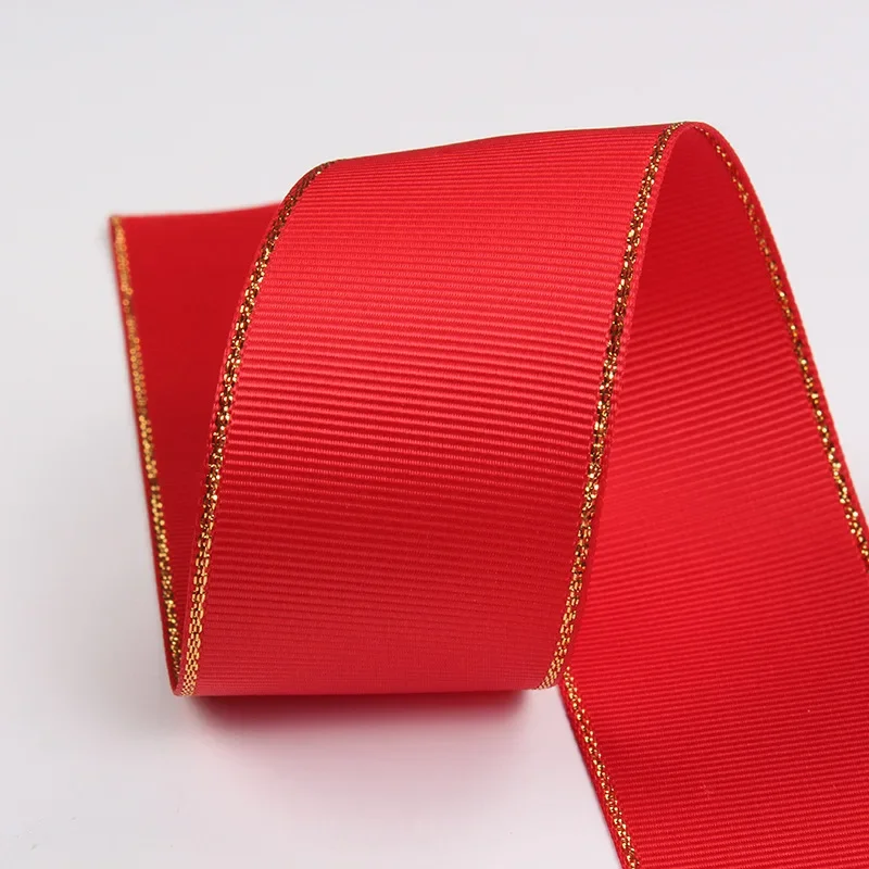 2yards/lot Thread Golden rim Satin Ribbon grosgrain ribbons DIY Bow Craft Decor for Gift Wrap Wedding Party Scrapbooking Supply