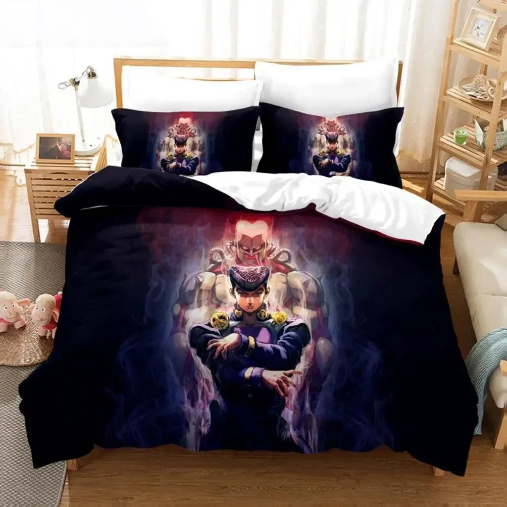 3D Print Anime JoJo Bizarre Adventure Jotaro Kujo Bedding Set Boys Girls Twin Queen Size Duvet Cover Pillowcase Bed Kids Adult