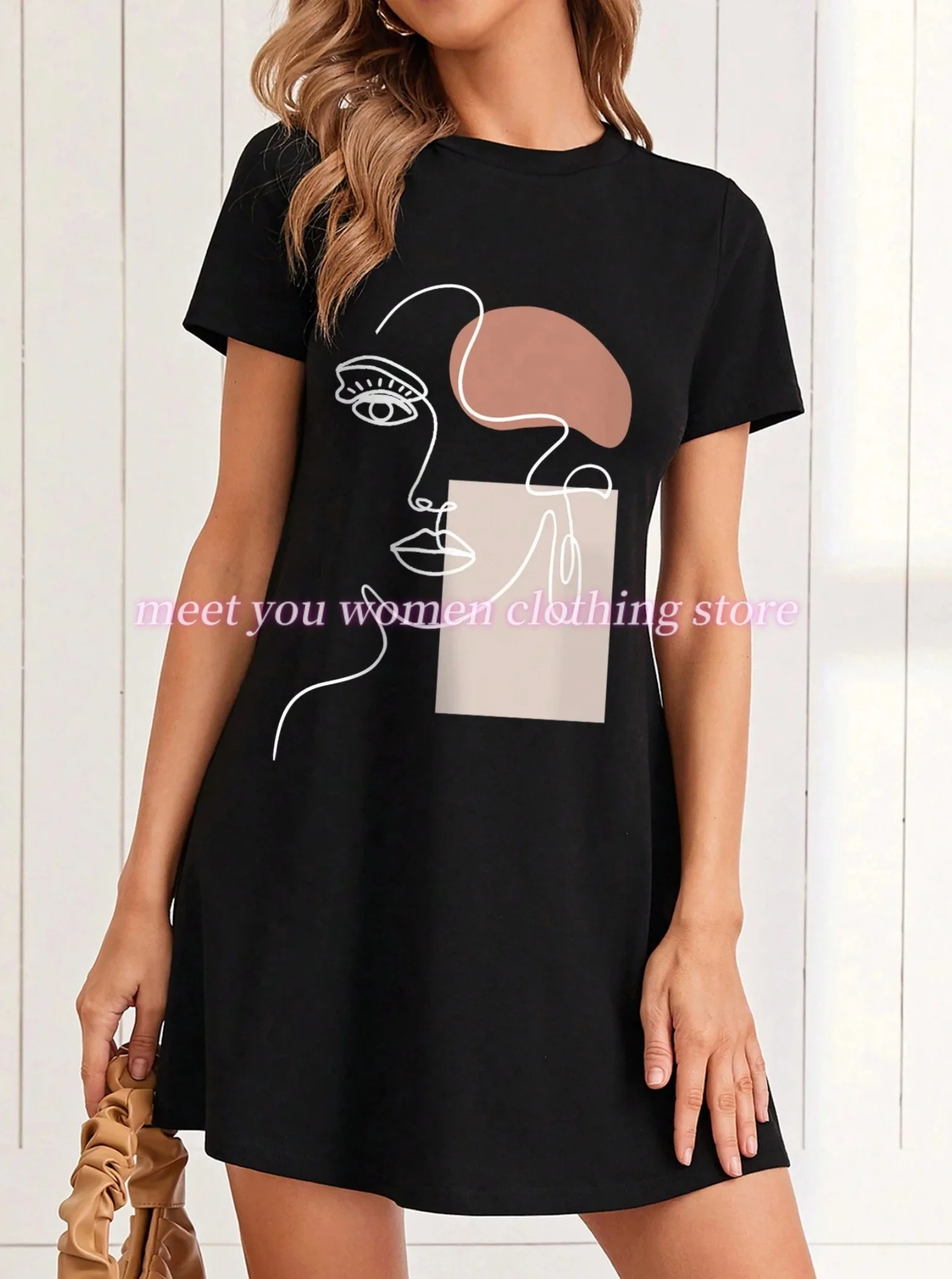 2025 女性のナイトガウン夏半袖睡眠ラウンドネックカジュアル Tシャツドレス寝間着ホーム服パジャマ & ラウンジウェア