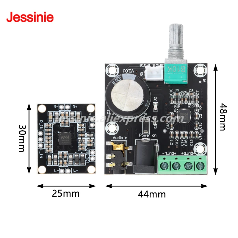 1-5pcs PAM8610 Digital Audio Amplifier Board Module 2*15W Dual Channel Stereo Class D Audio Amplifier Board with Volume Control