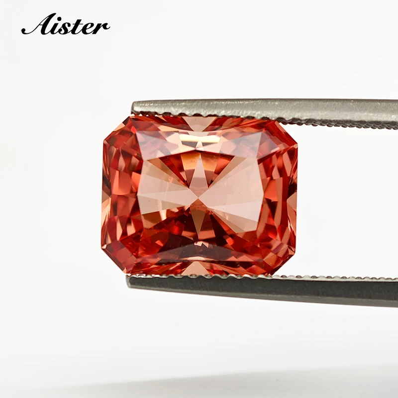 

New Radiant Cut Lab Grown Padparadscha Stone Synthetic Corundum Padparadscha Sunset Orange Color Gemstones With AGL Certificate