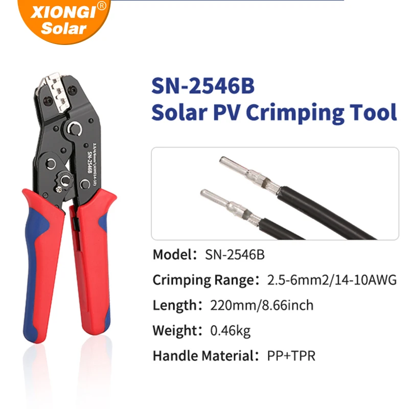 SN-2546B Solar Photovoltaic Connectors Plier Crimping Tool Set for 2.5/4/6mm2 Wire Crimper Plier Kit,Solar Connectors Clamp