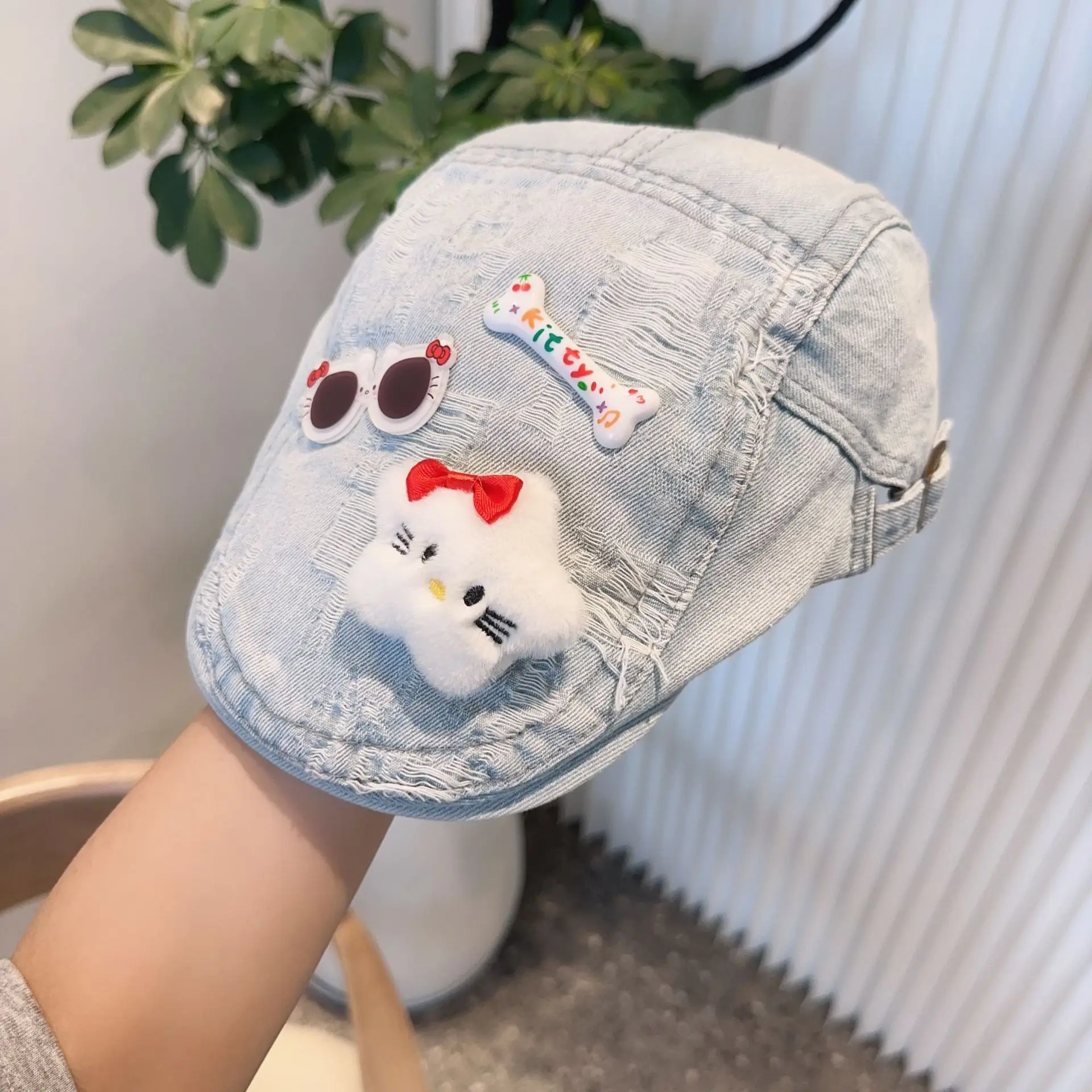 Y2K Distressed Denim Baseball Cap Women DIY Customizable Yabi Fashion Cute Streetwear Summer Bucket Hat Unisex​