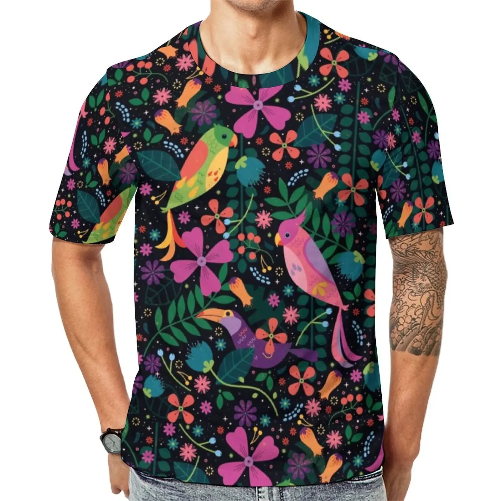 Parrot Pattern 3D Printed Summer Men\'s Top Large Hip Hop Casual Fashion T-shirt Sunshine Handsome High Quality O-Neck Short Slee