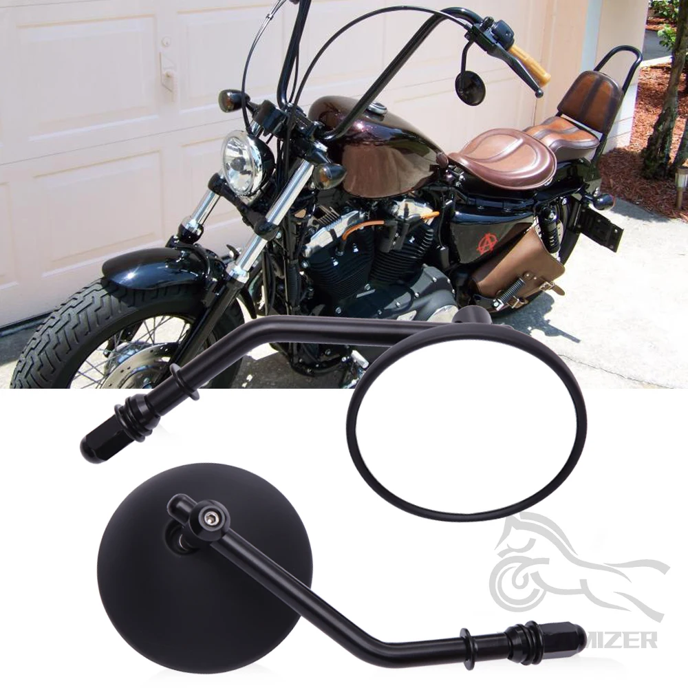 8MM 10MM Rearview Side Mirrors Round Black Chrome Motorcycle Side Mirrors for Harley Sportster 883 1200 Road King Mirrors