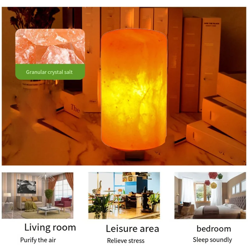 A10Z-Himalayas Crystal Salt Lamp LED Warm Night Light Air Purifier Decorative Bedside Table Lamp Ornament EU