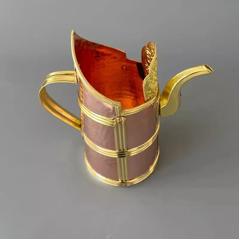 Pure Copper Tin Water Kettle Teapot Purple Handmade Upscale Gift Handle Container Multi Use