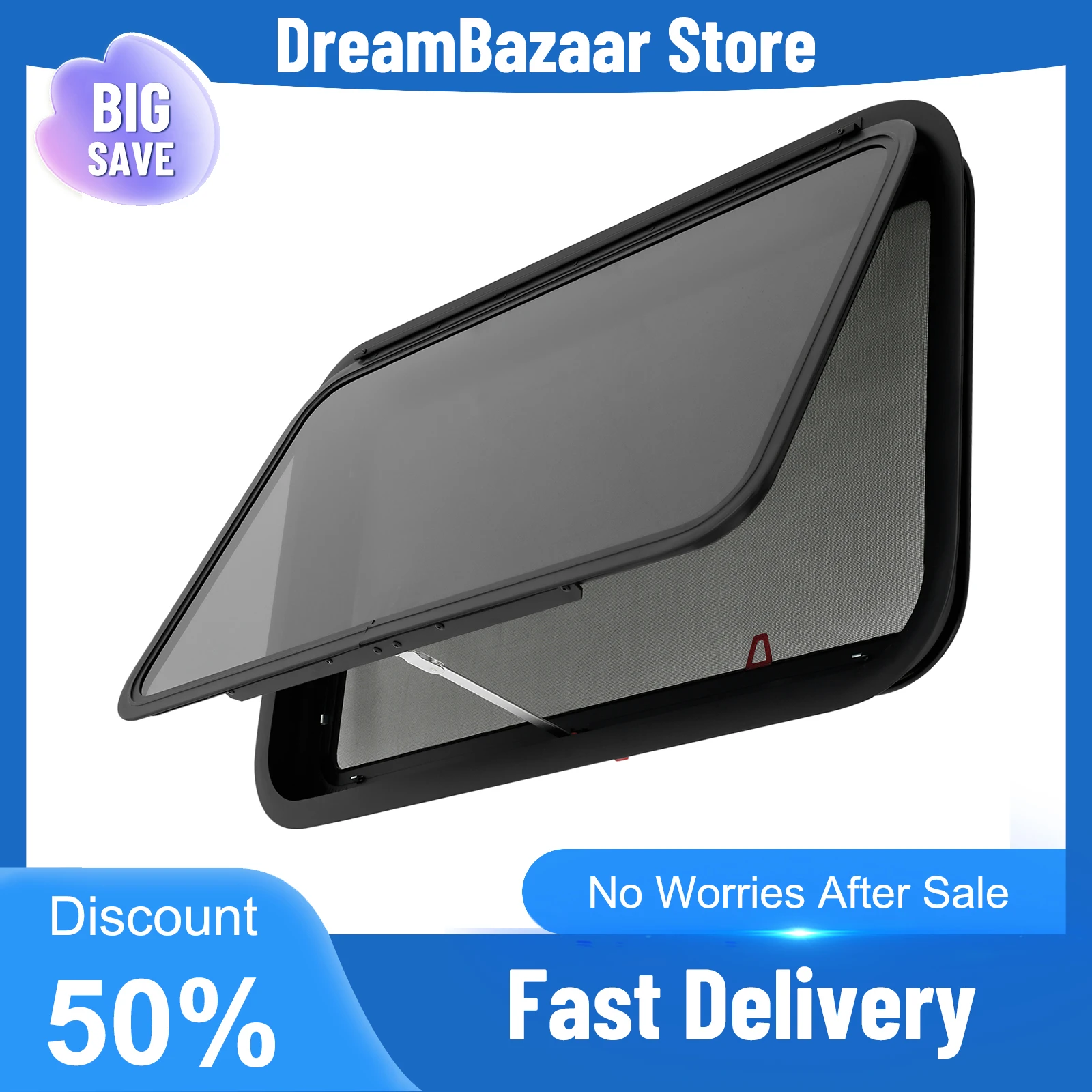 RV Exit Window Emergency Escape 30-40° Ventilation UV Protection Insect Screen Easy Installation Impact Resistant Waterproof