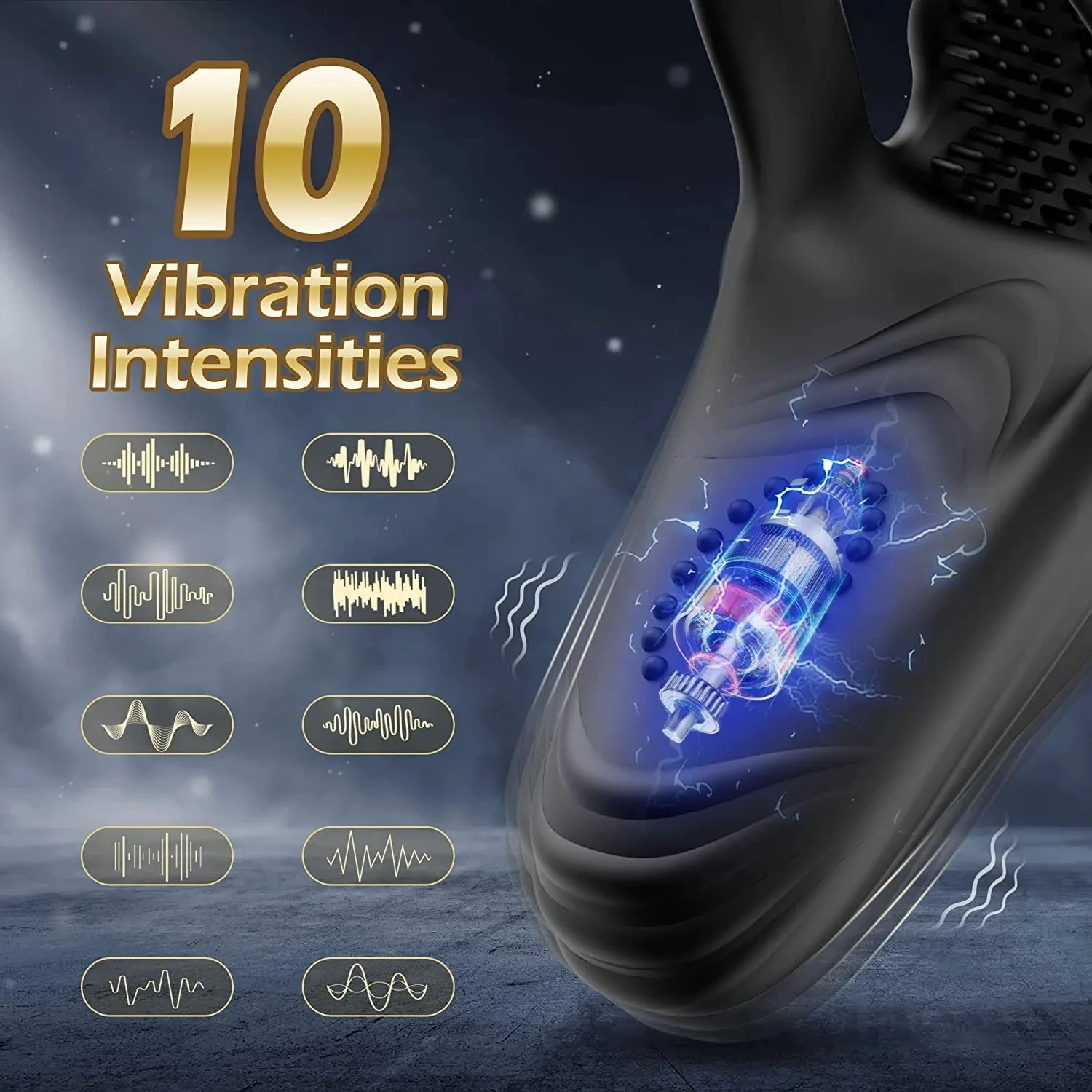 Vibrating Penis Cock Ring Silicone Stronger Erection Sex Toy 10 Vibration Modes Perineum Testicles Stimulation Mens Vibrator