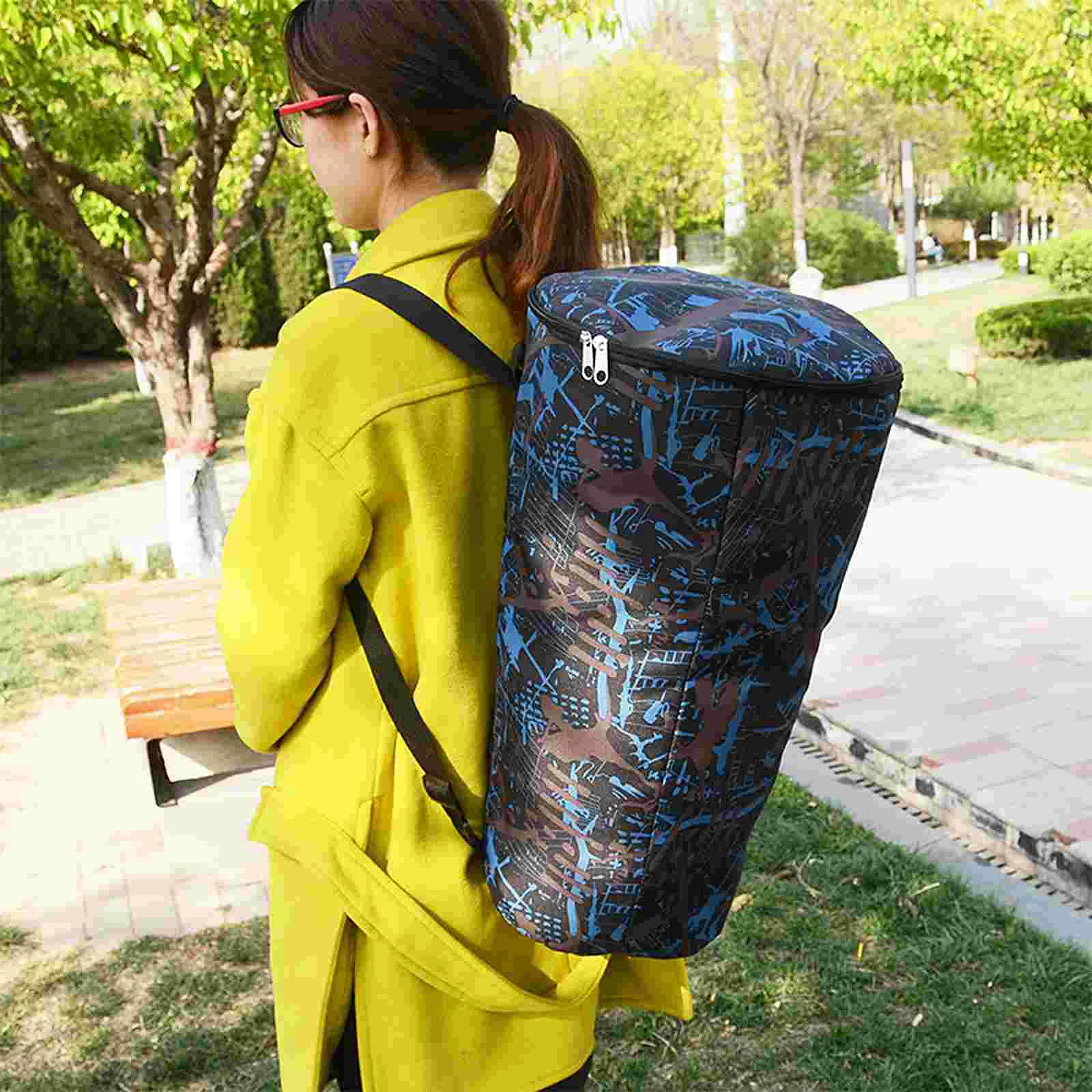 African Drum Kit Storage Bins Practical Backpack Camouflage Oxford Cloth Bag Pvc Waterproof Large Capacity