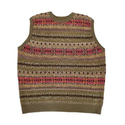 Kapital Vintage Non Hirata Hiroshi Bone Skeleton Japan Flower Stripe Knit Round Neck Men's Pink Loose Print Sweater Vest