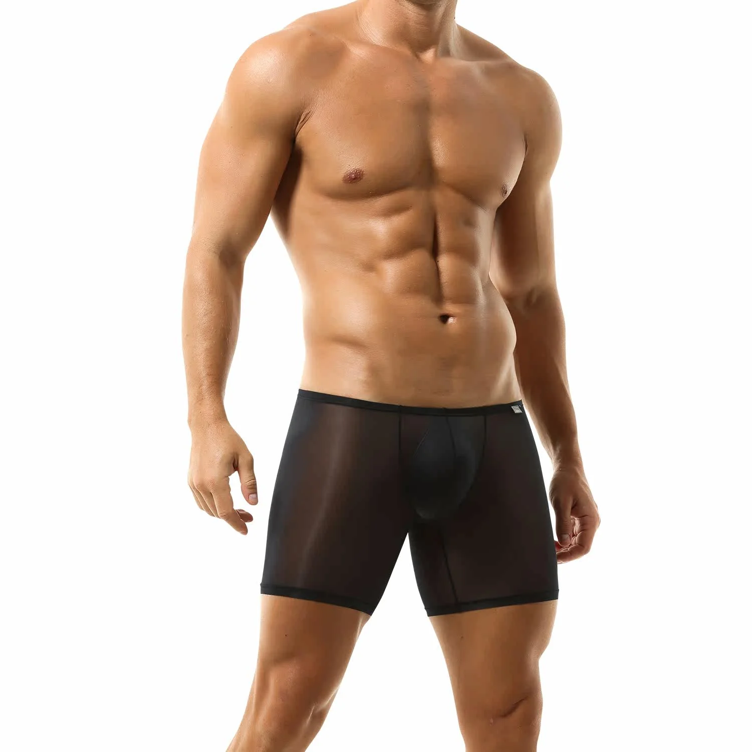 

Мужские трусы-боксеры U&I, шорты с 5 точками, шелковистые ультратонкие прозрачные нейлоновые спортивные брюки с дышащей подошвой