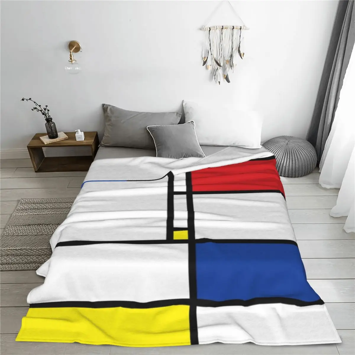 

Mondrian Minimalist De Stijl Modern Art Fatfatin Blanket Flannel Sofa Portable Throw Blankets for Home Bedroom Office