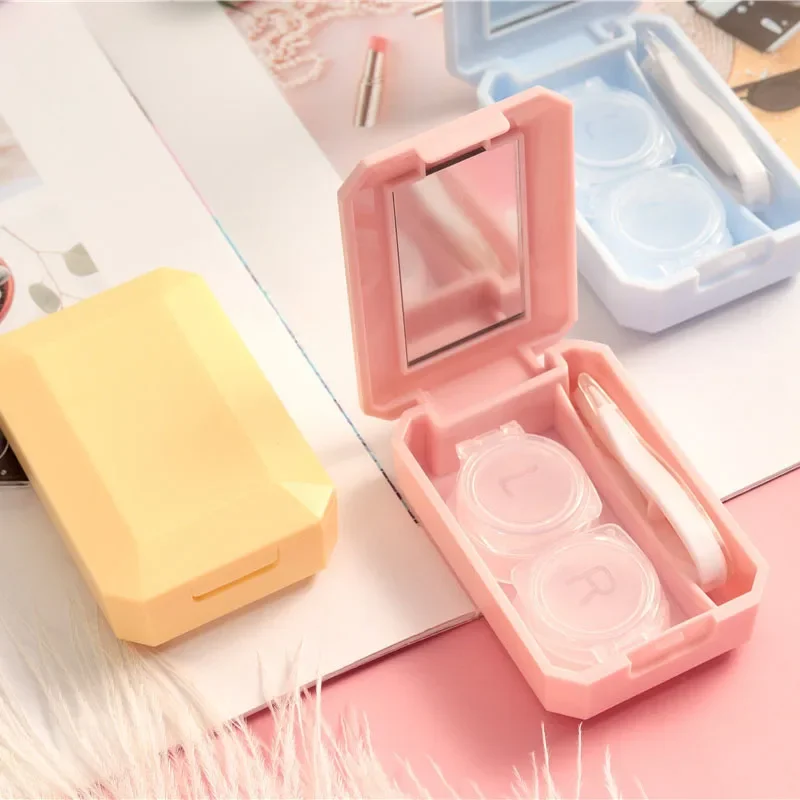 Color Contact Lens Case Simple Lens Case with Stick Combination Box Mirror Set