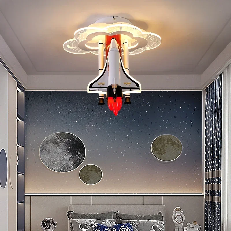 Children's Room Light, Airplane Light, Boy's Bedroom Ceiling Light, Creative Cartoon Rocket, LED Eye Protection Boys, Room Light