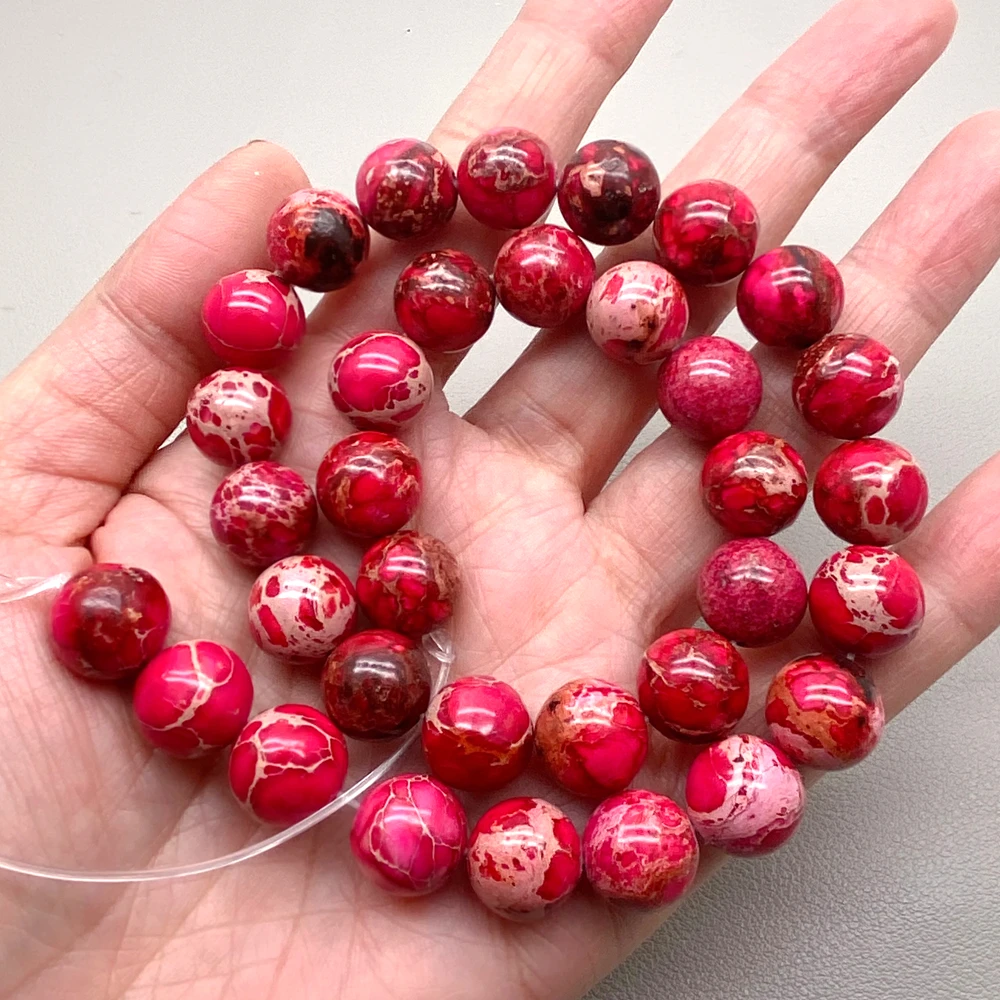 3 Strands 12mm Sea Sediment Imperial Jasper Round Smooth Strands 15.5