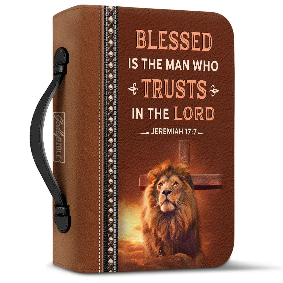 Christianity Church Bible Bag Jesus Lion Cross Bible Verse Design Bible Cover Case for Women PU Leather Book Holy Storage Boxes