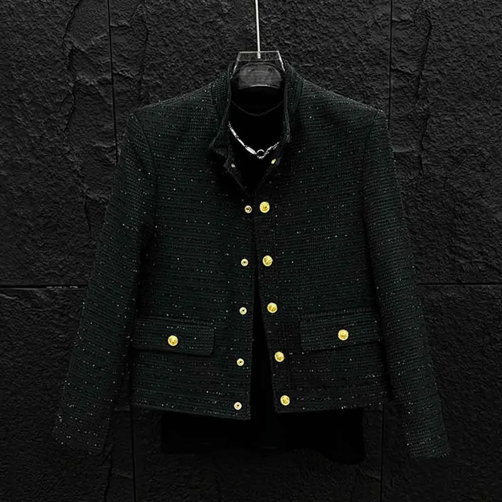 

Осень-зима, мужская однотонная куртка с длинными рукавами и блестками, американский ретро-модный тренд, свободный повседневный нишевый мужской топ