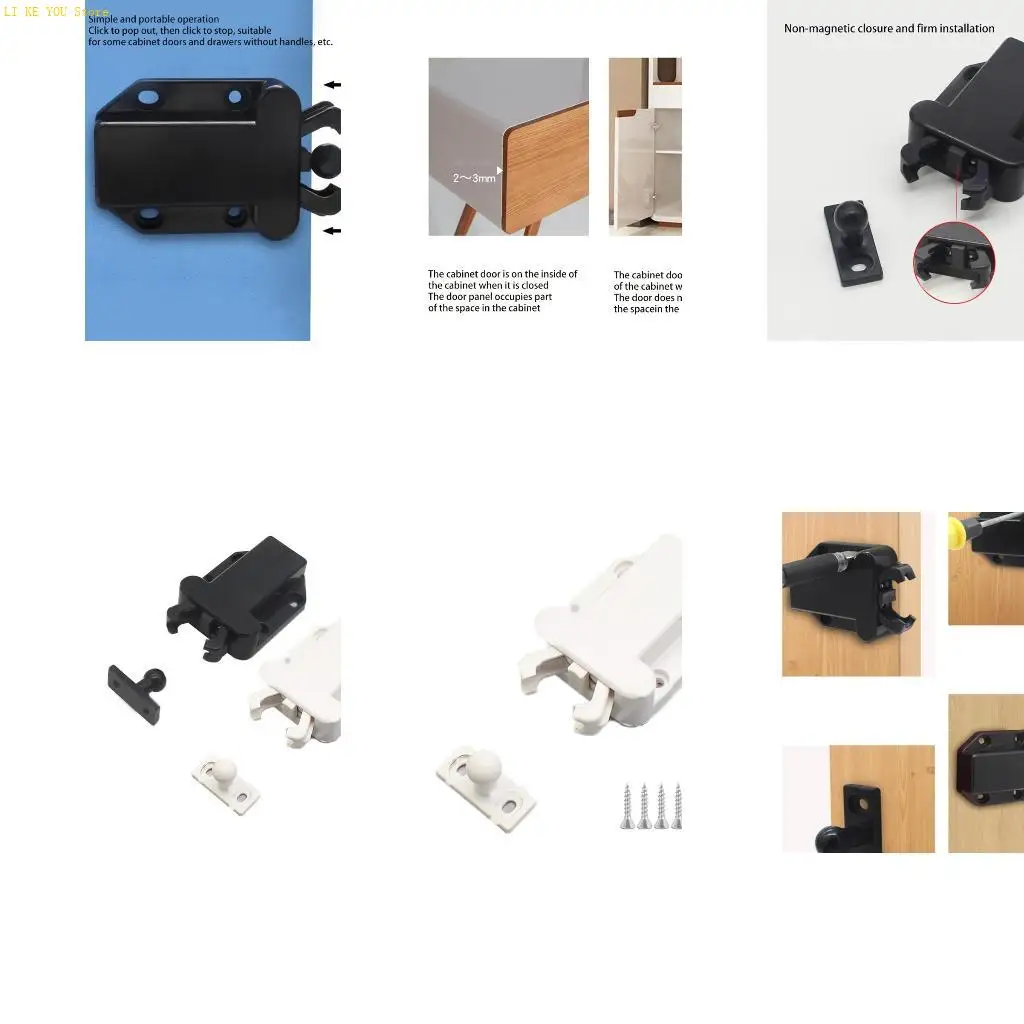 W3JE Furniture Push Lock Keyless Cupboard for Latch Door Push for Latch Automatic Sna