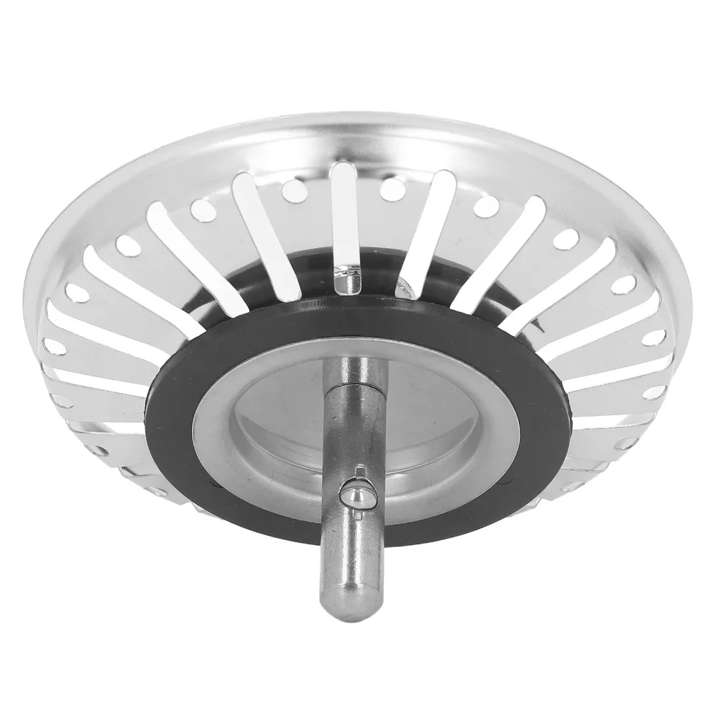 Practical Stainless Steel Sink Strainer Basket Rubber Stopper Silver Sink Strainer Thickening Design Drain Strainer Kitchen Sink