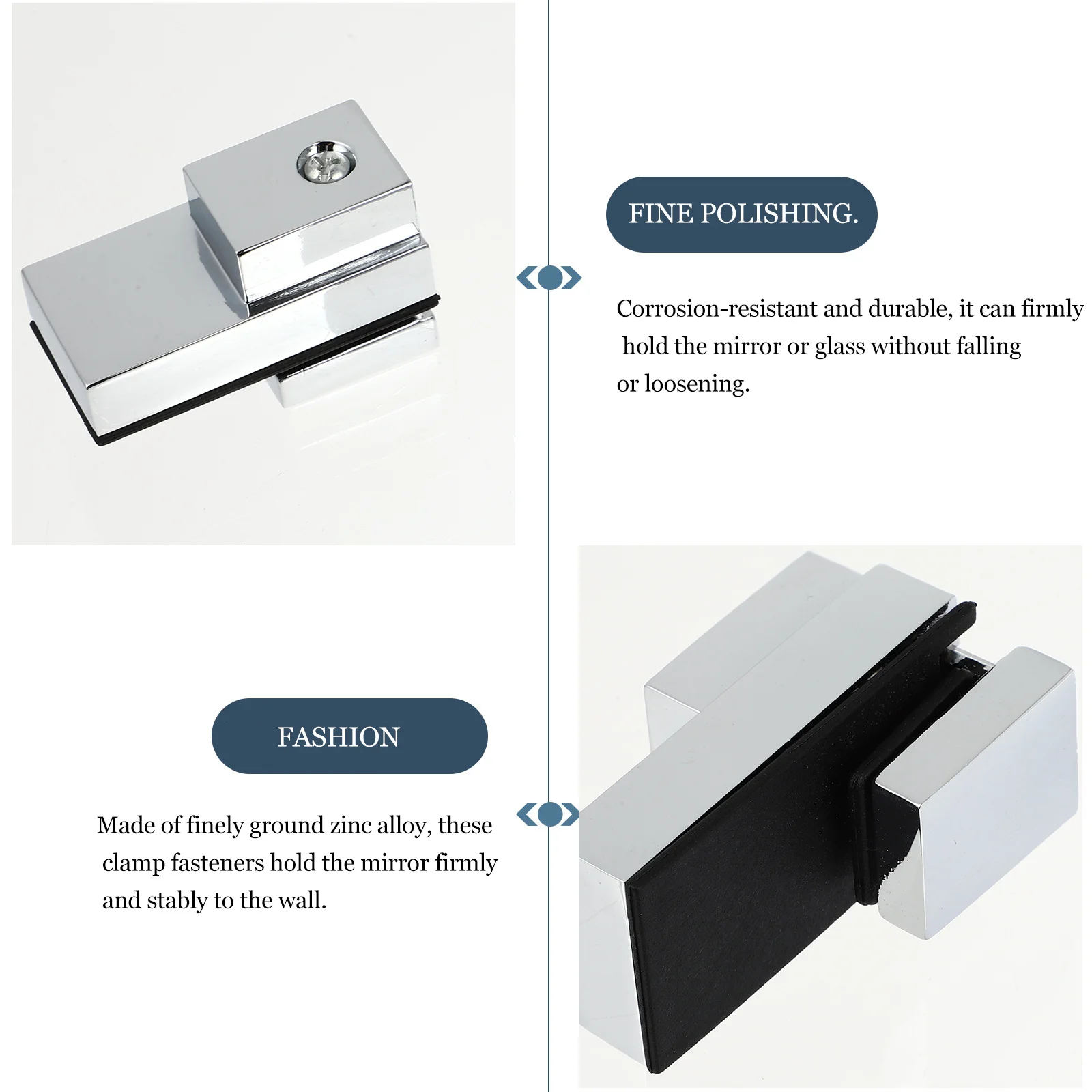 

2Pcs Durable Zinc Alloy Mirror Clips Adjustable Glass Bracket Sturdy Duckbill Shape for Wall Mounting Mirrors and Glass