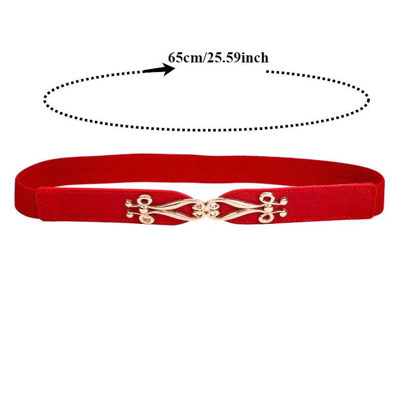 Korean-Style Minimalist Alloy-Accented Women’s Belt Fashionable Elegant and Versatile Everyday Stretch Waist Belt for Dresses