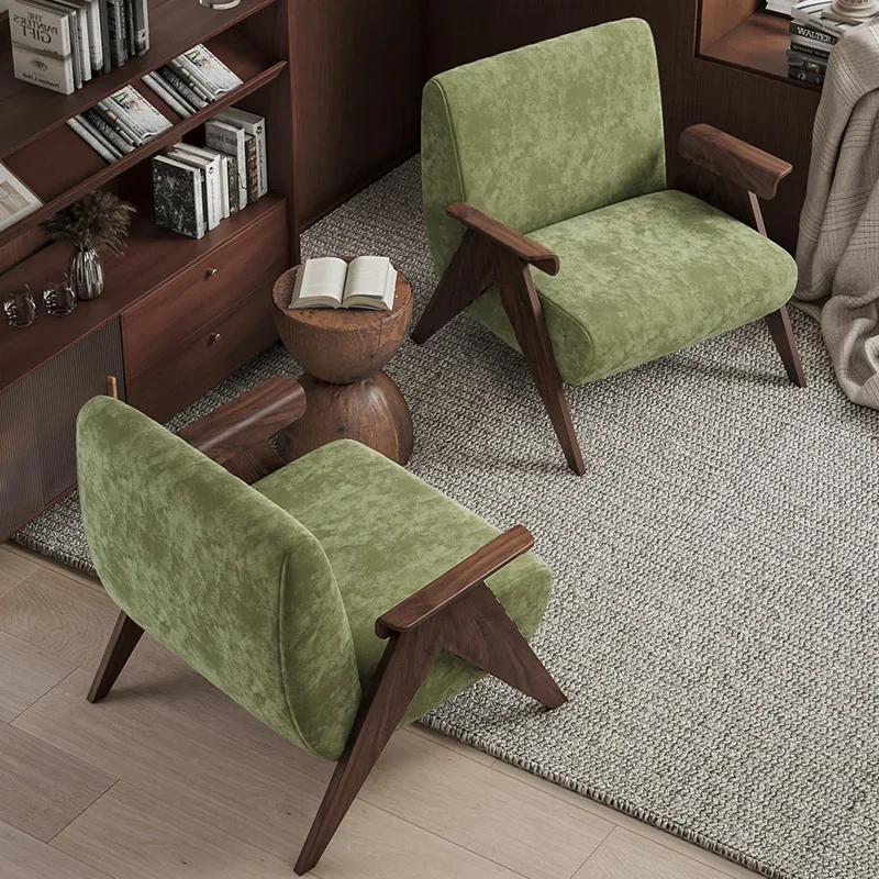

Luxury Green Living Room Chair Nordic Minimalist Designer Sklum Chair Modern Lambs Cute Lazy Wooden Meuble Salon Home Furniture