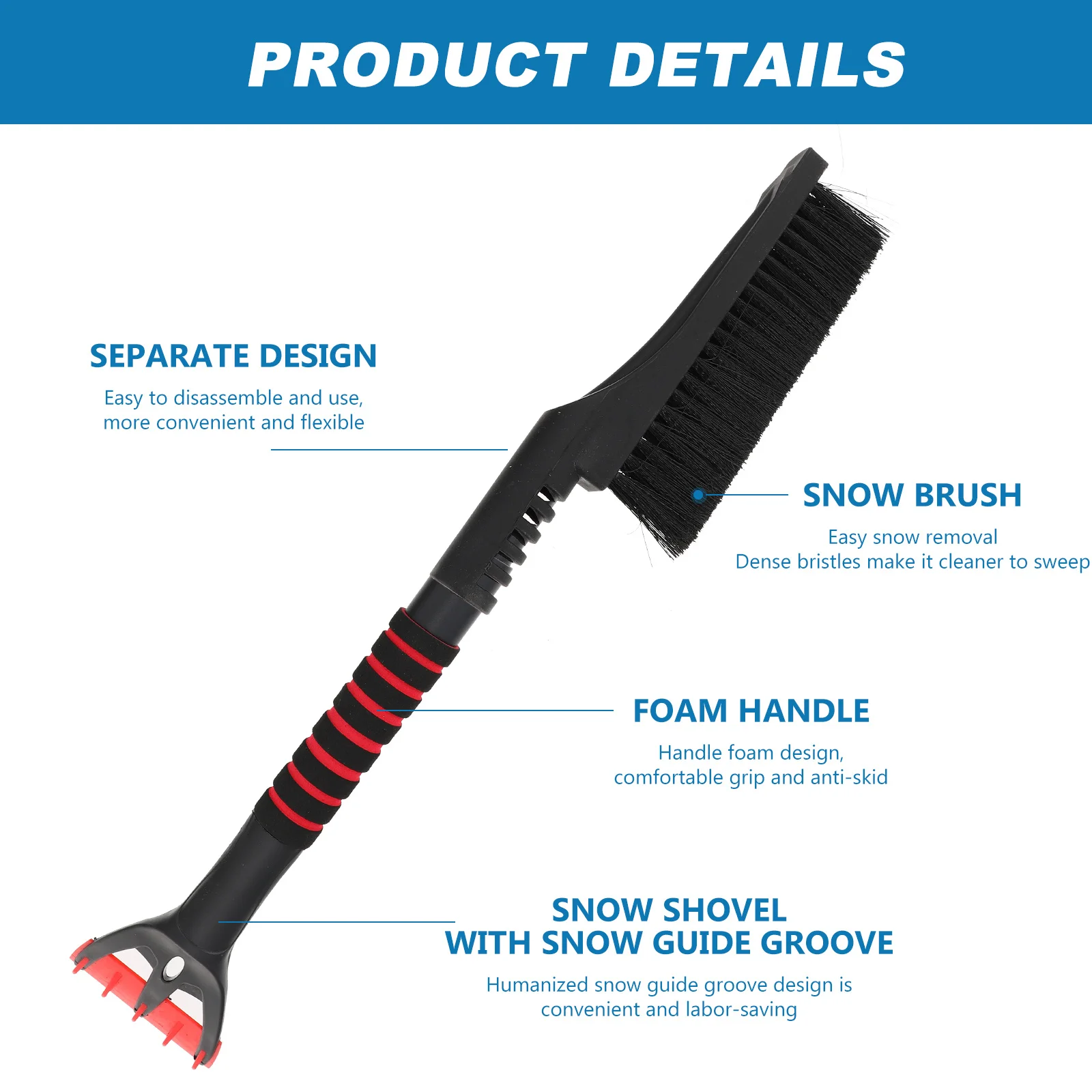 

Portable Snow Scraper for Car Multi-Use Ice Brush and Snow Remover Tool Easy to Store Winter Cleaning Shovel for Vehicle Glass