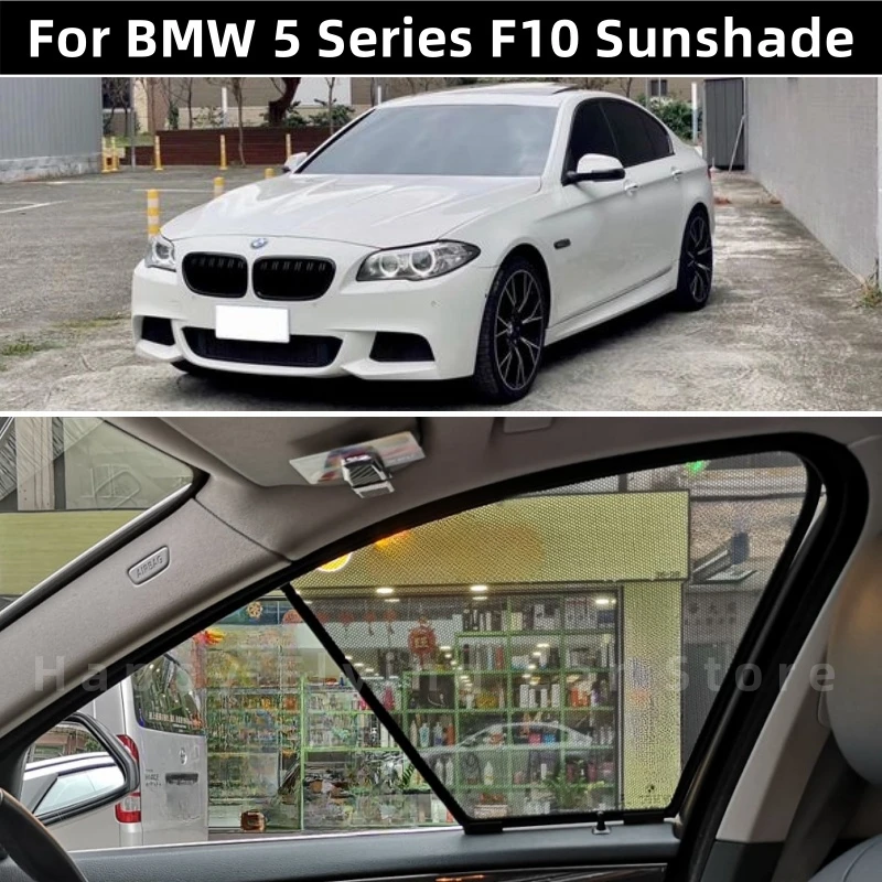 Parasol para Ventana de Coche Compatible con BMW Serie 5 F10 2011-2017, Parasol para Puerta Delantera y Lateral, Cortina de Malla
