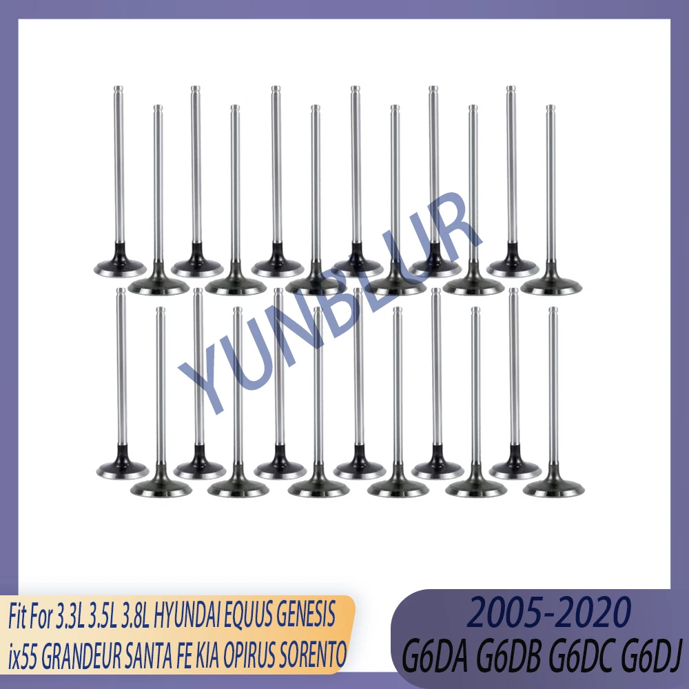 

Комплект из 24 впускных и выпускных клапанов для двигателей 3.3, 3.5, 3.8 л G6DC, G6DJ 09-20 (бензин) для HYUNDAI GENESIS, GRANDEUR, ix55, SANTA FE, KIA SORENTO