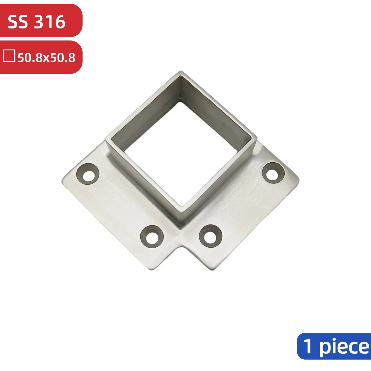 316 Stainless Steel Mirror Polished 38.1mm Square Stair Corner Railing Post Oblong Handrail Base Flange