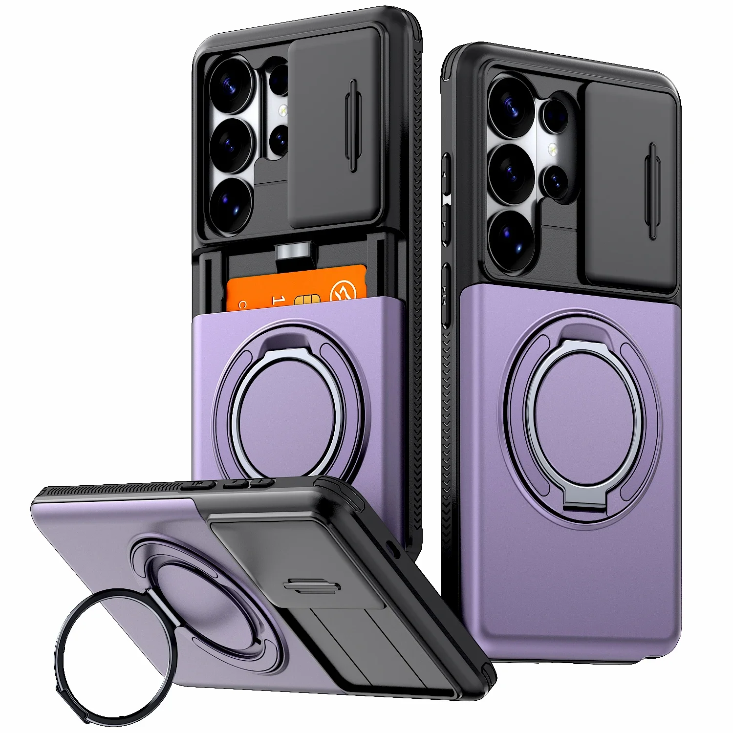 Robuste Anti-Fall-Handyhülle für Samsung Galaxy S26 FE S25 S24 Plus S23 S22 Ultra mit Magnetringhalter und Brieftaschenfunktion – Detail 14