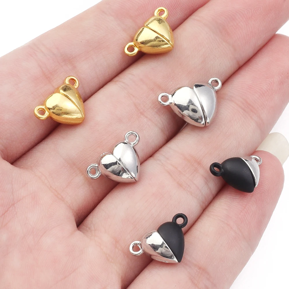 5pcs/Lot Alloy Love Heart Shaped Magnetic Clasps for Necklace Bracelet Magnet End Clasp Connectors DIY Jewelry Making Supplies view 3
