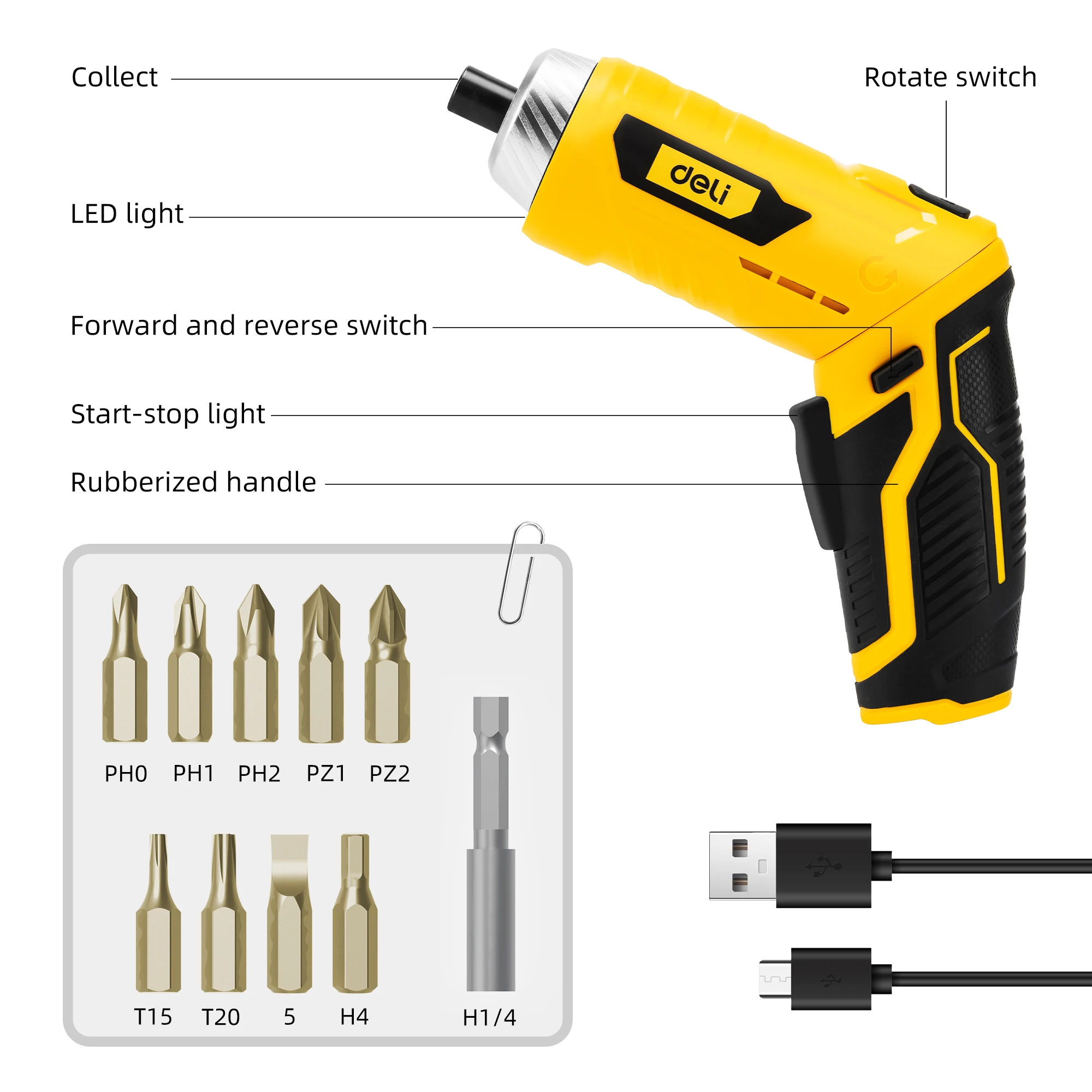 مجموعة مفكات كهربائية صغيرة الحجم 11 قطعة 3.6 فولت USB من ديلي، أداة مدمجة وقوية للتثبيت الدقيق، مثالية للاستخدام بنفسك