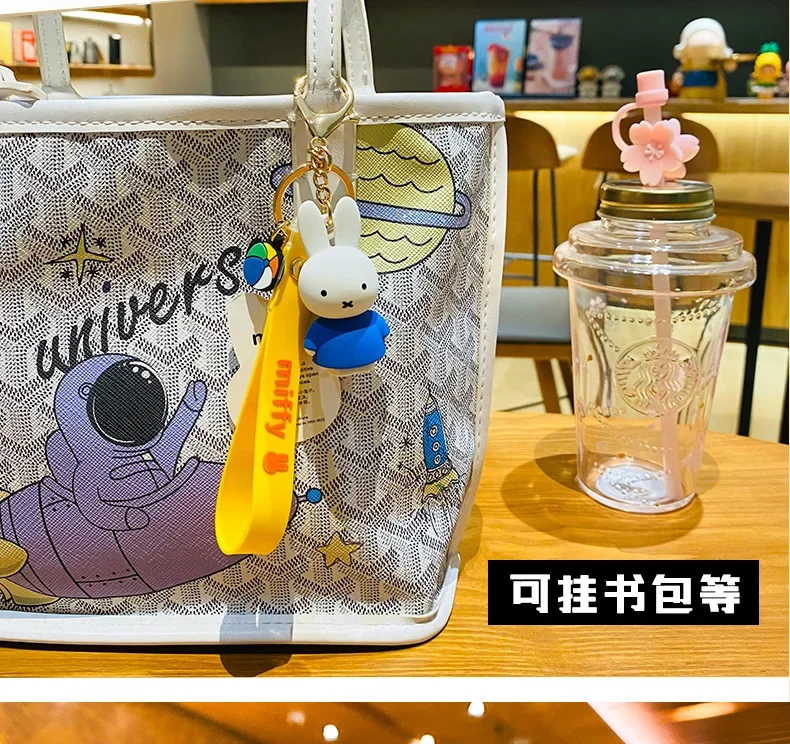 Kawaii Miffy dibujos animados lindo muñeco de arroz creativo coche llavero mochila colgante regalos de navidad