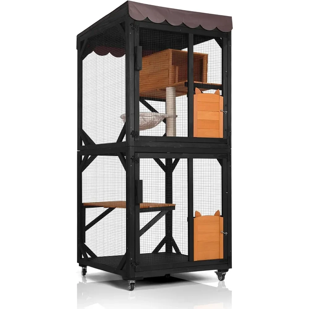 

Outdoor Cat Enclosure - Wheels, Resting Box, Cat Scratching Post, Jumping Platform - Perfect Outdoor Cat House