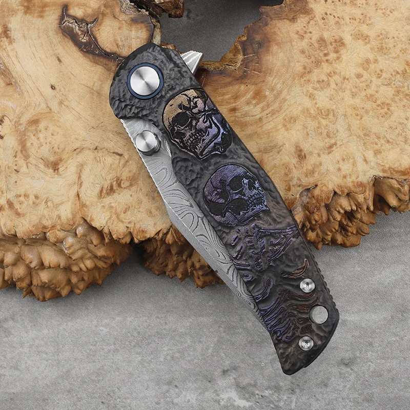 دمشق الصلب (مشبك Rw34 + VG10) شفرة سبائك التيتانيوم مقبض سكين للفرد في الهواء الطلق بقاء التخييم الدفاع عن النفس سكين محمول