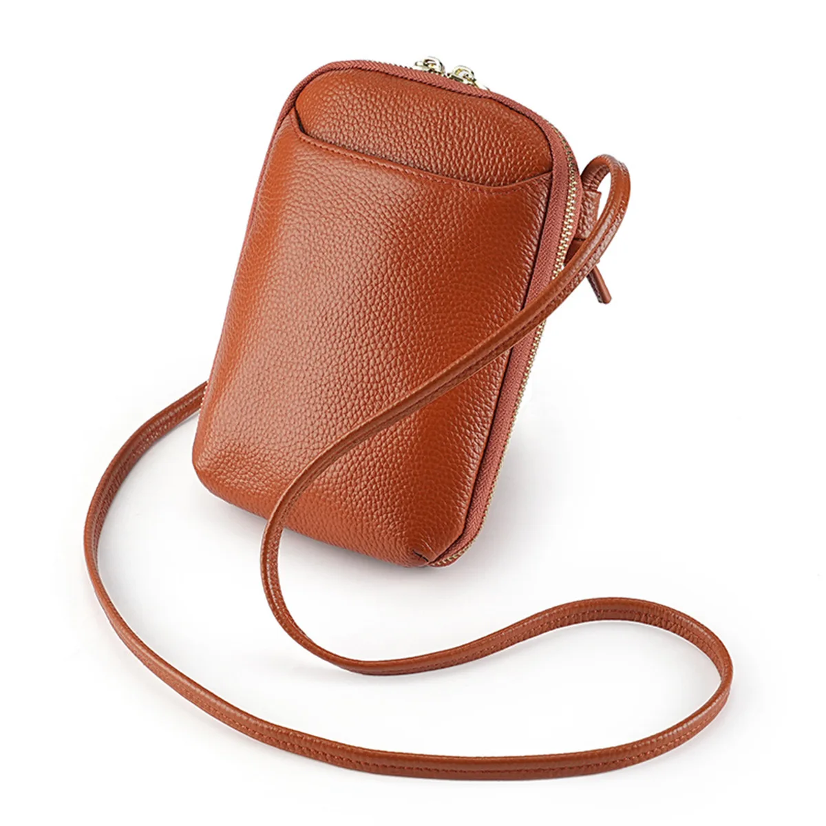 

Женская минималистичная вертикальная сумка-кроссбоди из натуральной кожи для телефона, тонкая наплечная сумка для офиса, поездок и повседневных вещей