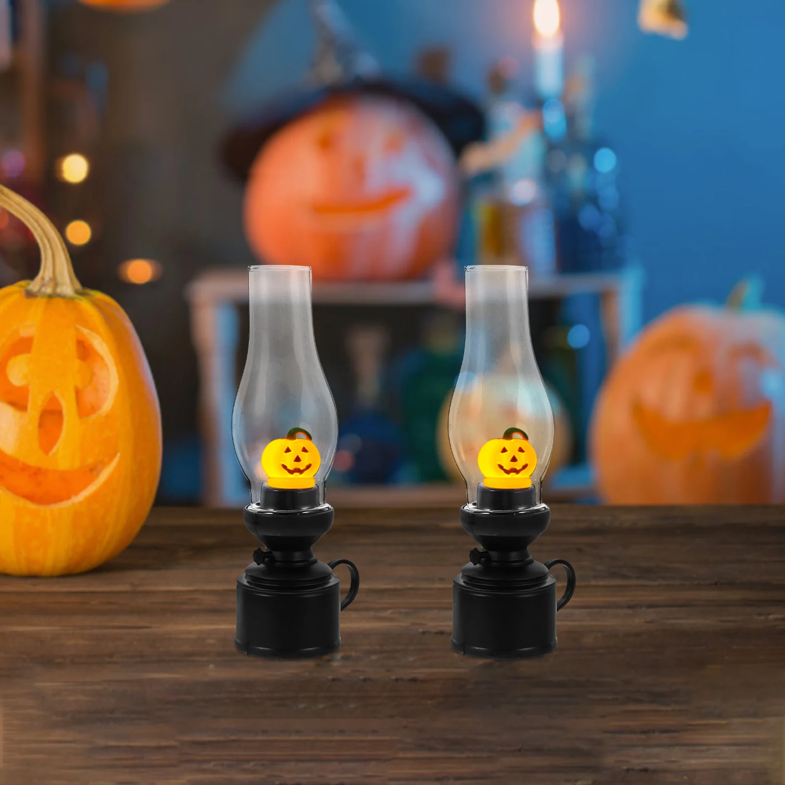 Lamp for Bedroom Lanterns Pumpkin Electronic Halloween Kerosene Lamps Decorative Centerpiece Night Light Plastic Indoor Child