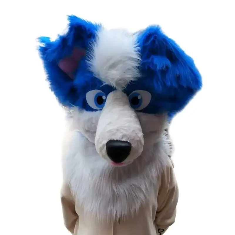 Mascot Head Long Hair Fox Husky Cosplay Party Adult Headgear