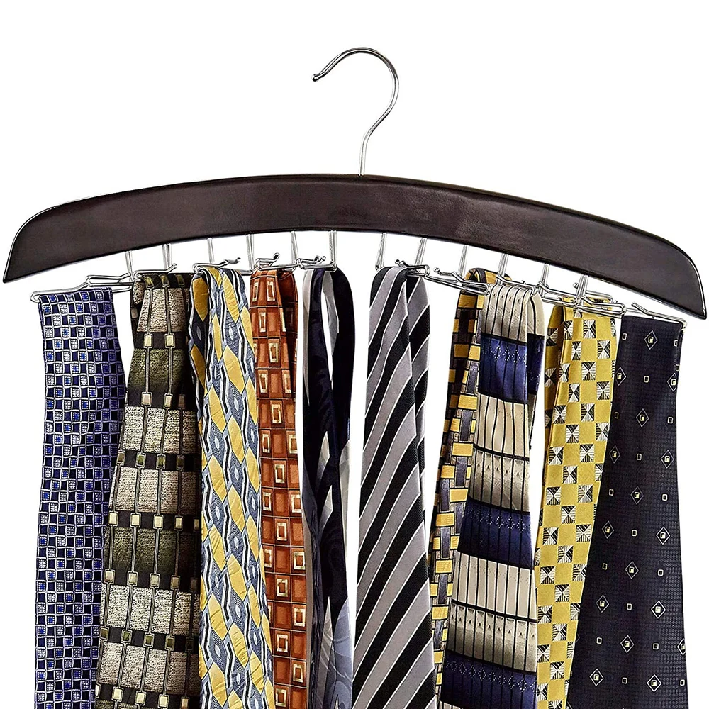 

pace Saver Storage Rack, Rotating Ties Hanger, Tie Belt Organizer, Closet Organization, Wardrobe Finishing Rack, 24 Hooks