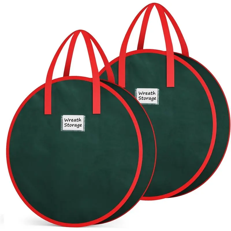 

A04G-сумка для хранения венков с прочной ручкой, 2 упаковки контейнера для хранения рождественских венков с двусторонней молнией, 24 дюйма для хо