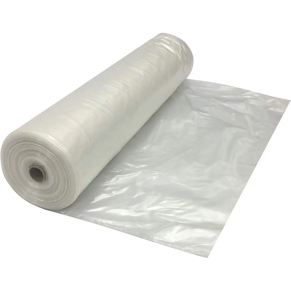 

Heavy-Duty 8 Mil Clear Plastic Sheeting - 5ft x 100ft for Covering and Barrier Protection