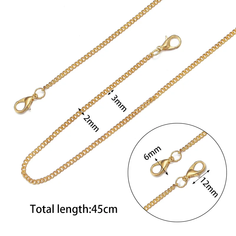 6 teile/los 45cm Einstellbare Runde Kreuz Ketten für Schmuck, Der Link Kette Groß Ketten DIY Halskette Armband Männer oder frauen – Detail 1