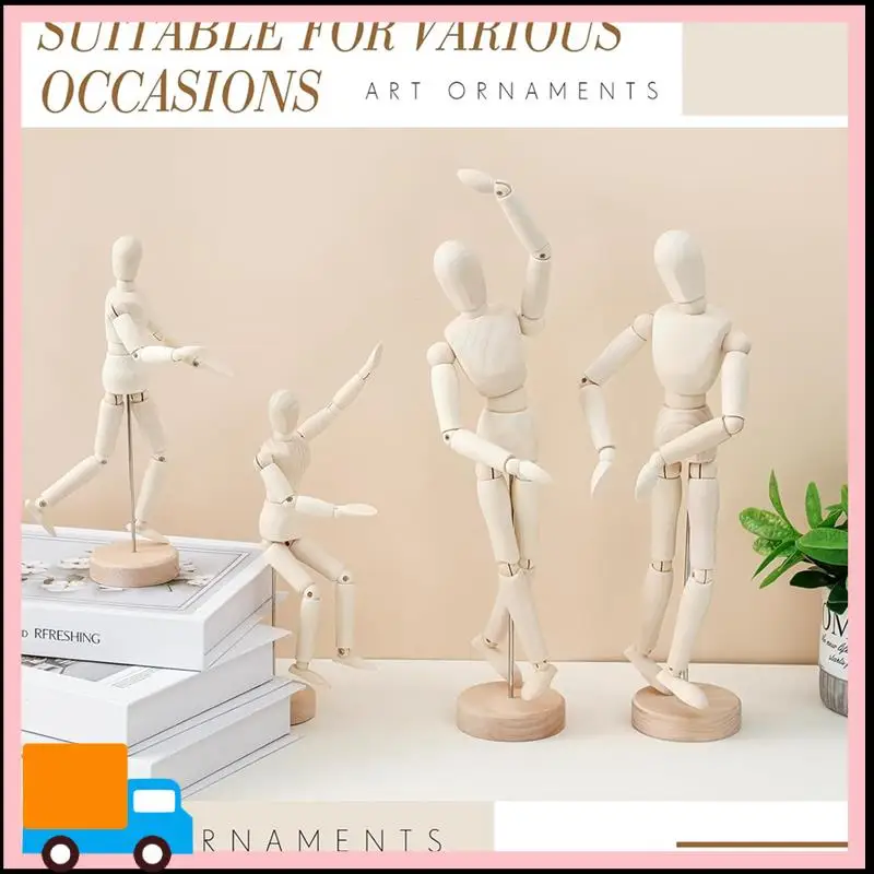

Professional-4 Pcs Posable Wooden Mannequin Figure Wood Human Model Drawing Figure For Sketching Painting Christmas Desk Decor